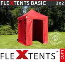 Reklamtält FleXtents Basic, 2x2m Röd, inkl. 4 sidor
